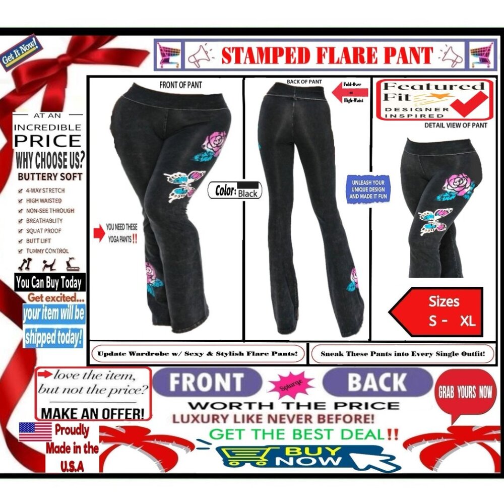 ๐ BOTTOM Fold Graphic BUTTERFLY โ LEGGING ๐ PANT Waist Mineral STAMP ๐ธBUY NOW - Picture 5 of 16